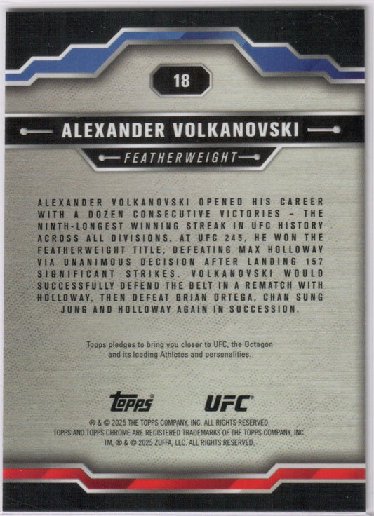 UFC - 2025 Topps Chrome - Alexander Volkanovski - SEPIA REFRACTOR - #18 - NM