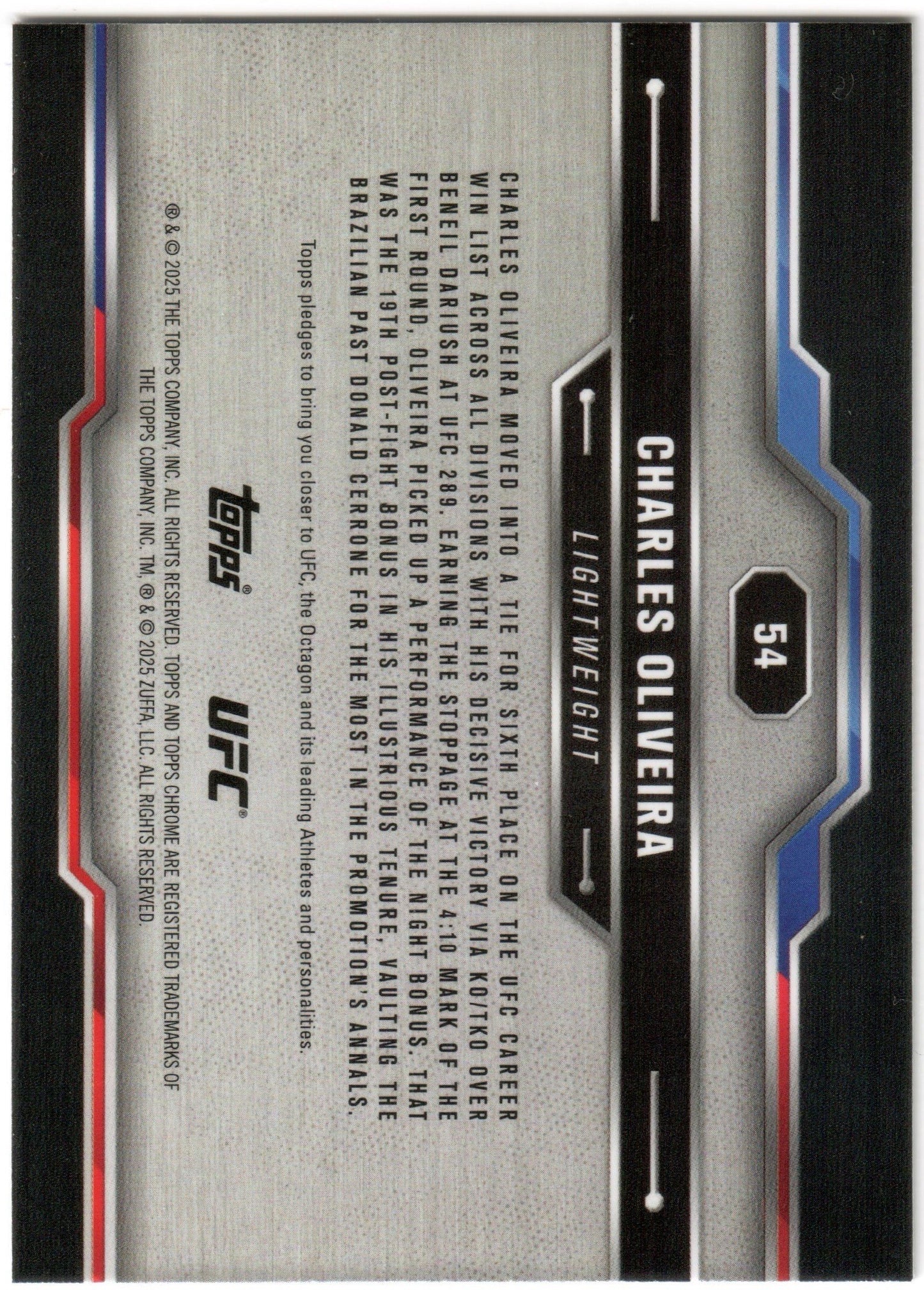 UFC - 2025 Topps Chrome - Charles Oliveira - #54 - NM