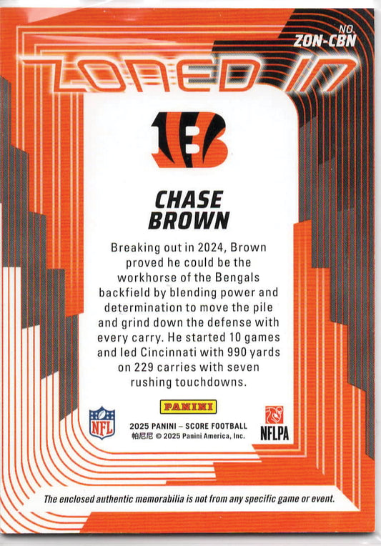 NFL - 2025 Panini Zoned In Relic - Chase Brown - ZON-CBN - NM