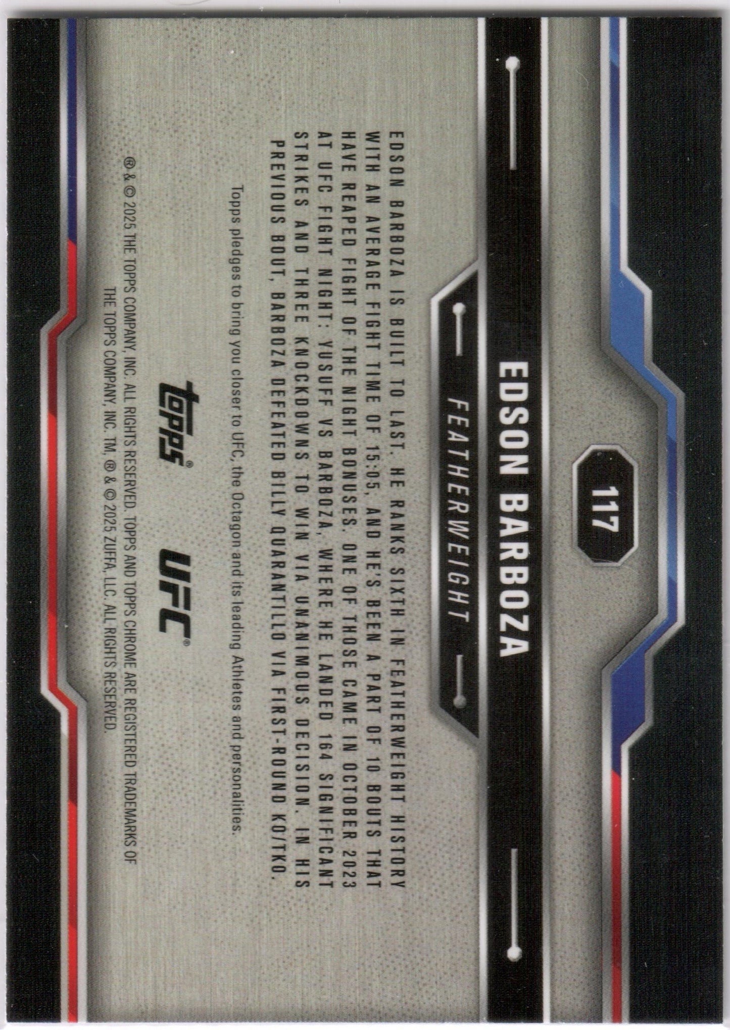 UFC - 2025 Topps Chrome - Edson Barboza - X-FRACTOR - #117 - NM