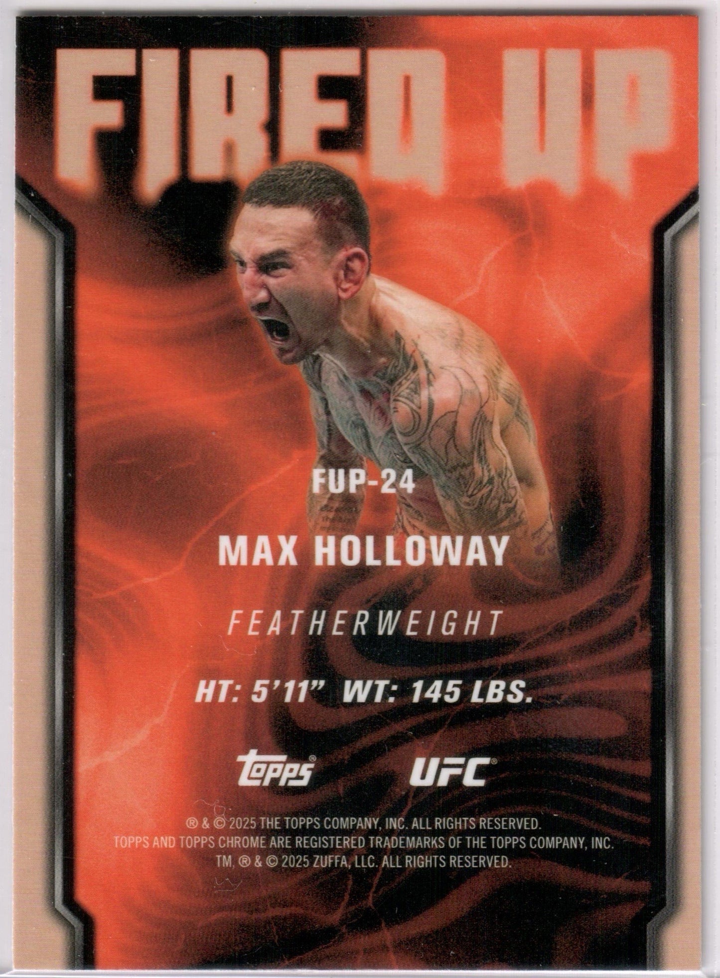 UFC - 2025 Topps Chrome - Max Holloway - FIRED UP - #FUP-24 - NM