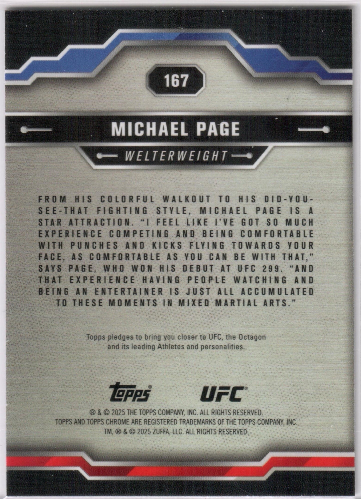 UFC - 2025 Topps Chrome - Michael Page - SEPIA REFRACTOR - #167 - NM
