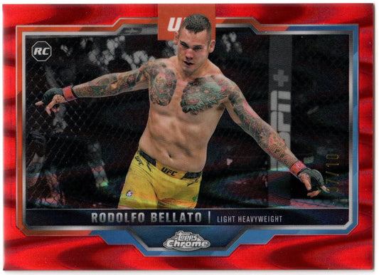UFC - 2025 Topps Chrome - Rodolfo Bellato - ROOKIE SERIALIZED (7/10) Red Wave - #194 - Mint
