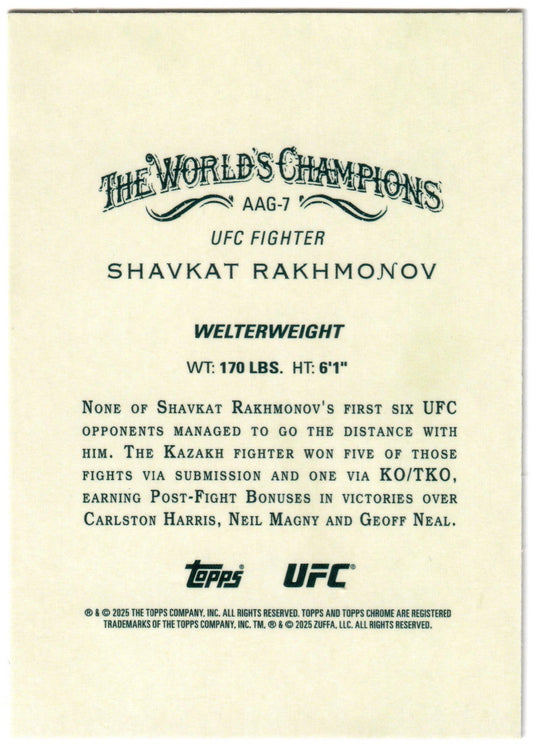 UFC - 2025 Topps Chrome - Shavkat Rakhmonov - Allen & Ginter - #AAG-7 - NM