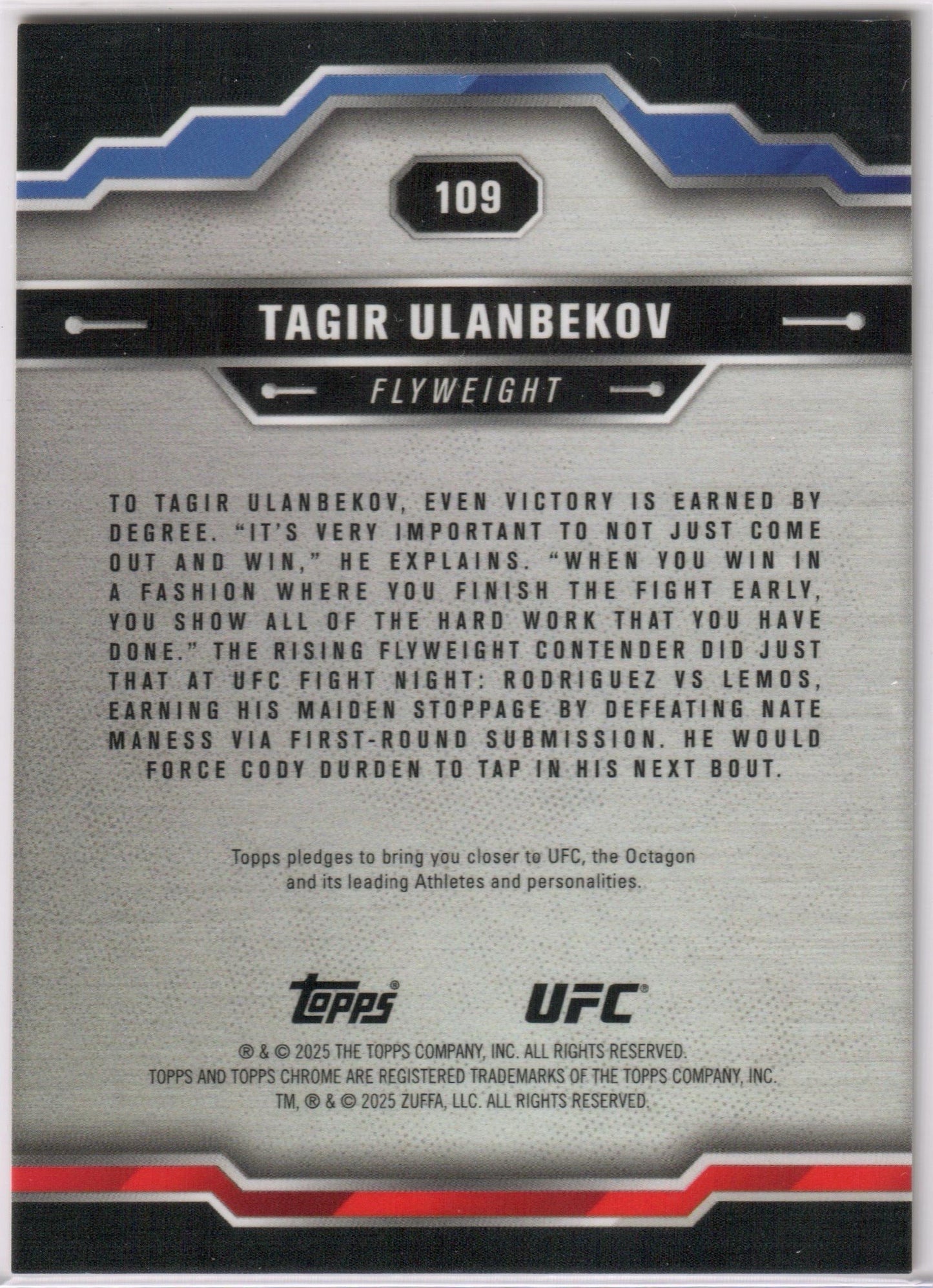 UFC - 2025 Topps Chrome - Tagir Ulanbekov - Serialized (03/50) Gold Wave Refractor #109 - NM