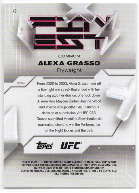 UFC - 2025 Topps Finest - Alexa Grasso - Serialized Blue Refractor - 137/200 - #19 - Mint