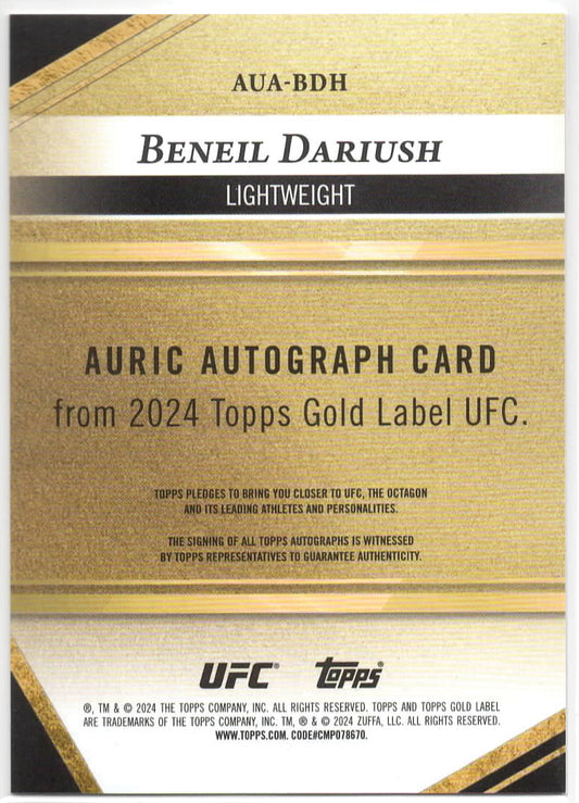 UFC - 2024 Topps Gold Label - Beneil Dariush - AUTOGRAPHED, NUMBERED - 02/25 - #AUA-BDH - NM