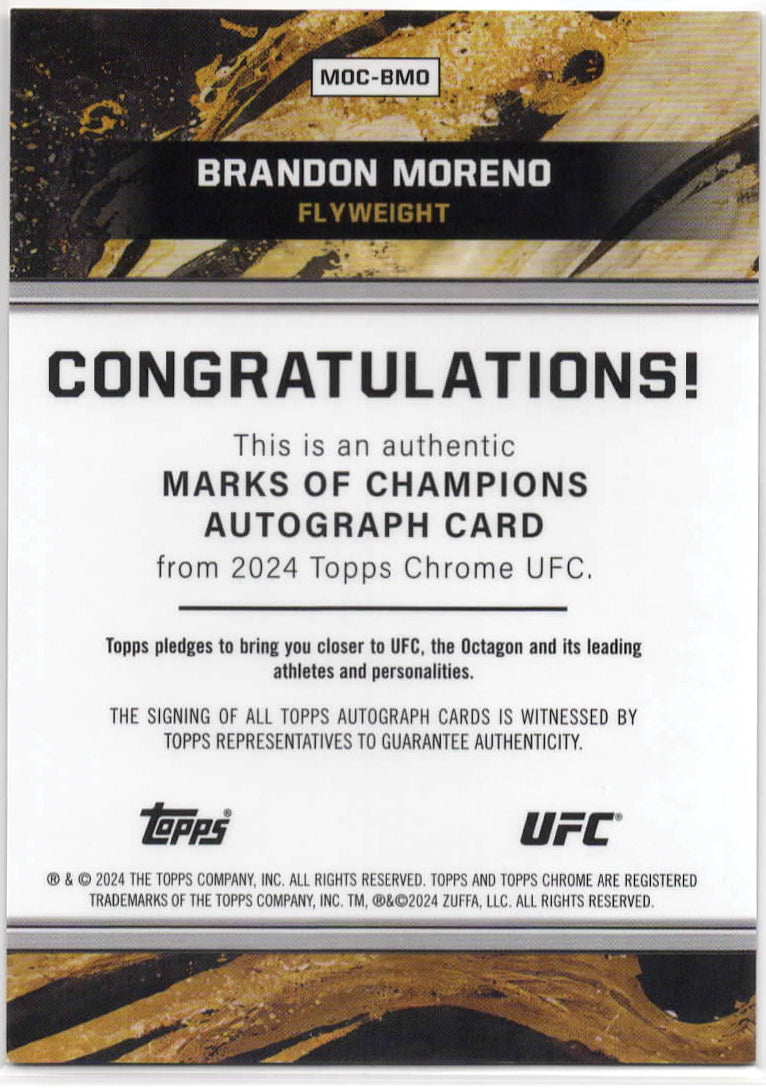 UFC - 2024 Topps Chrome - Brandon Moreno AUTOGRAPHED - #MOC-BMO - NM/M