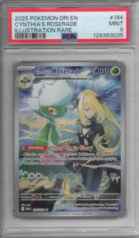 Pokemon TCG - Cynthia's Roserade Illustration Rare - SV10 Destined Rivals - #184/182 - MINT - PSA 9