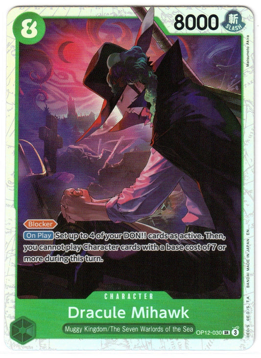 One Piece TCG - Dracule Mihawk - OP12-030 - SUPER RARE - Legacy of the Master - Mint