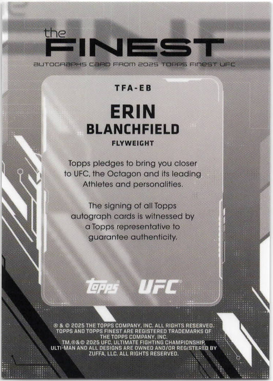 UFC - 2025 Topps Finest - Erin Blanchfield - On-Card Auto and Serialized - 50/75- #TFA-EB - Mint