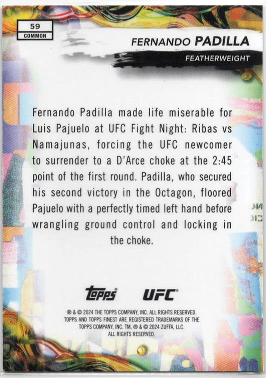 UFC - 2024 Topps Finest - Fernando Padilla - Blue Rookie /200 - #59 - NM/M