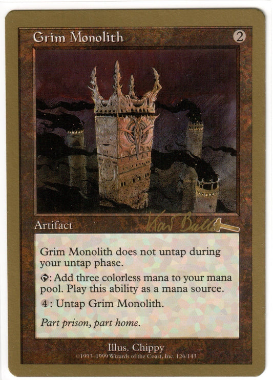 Magic the Gathering - Grim Monolith - Tokyo World Championship Tokyo 1999 - Kai Budde - Lightly Played