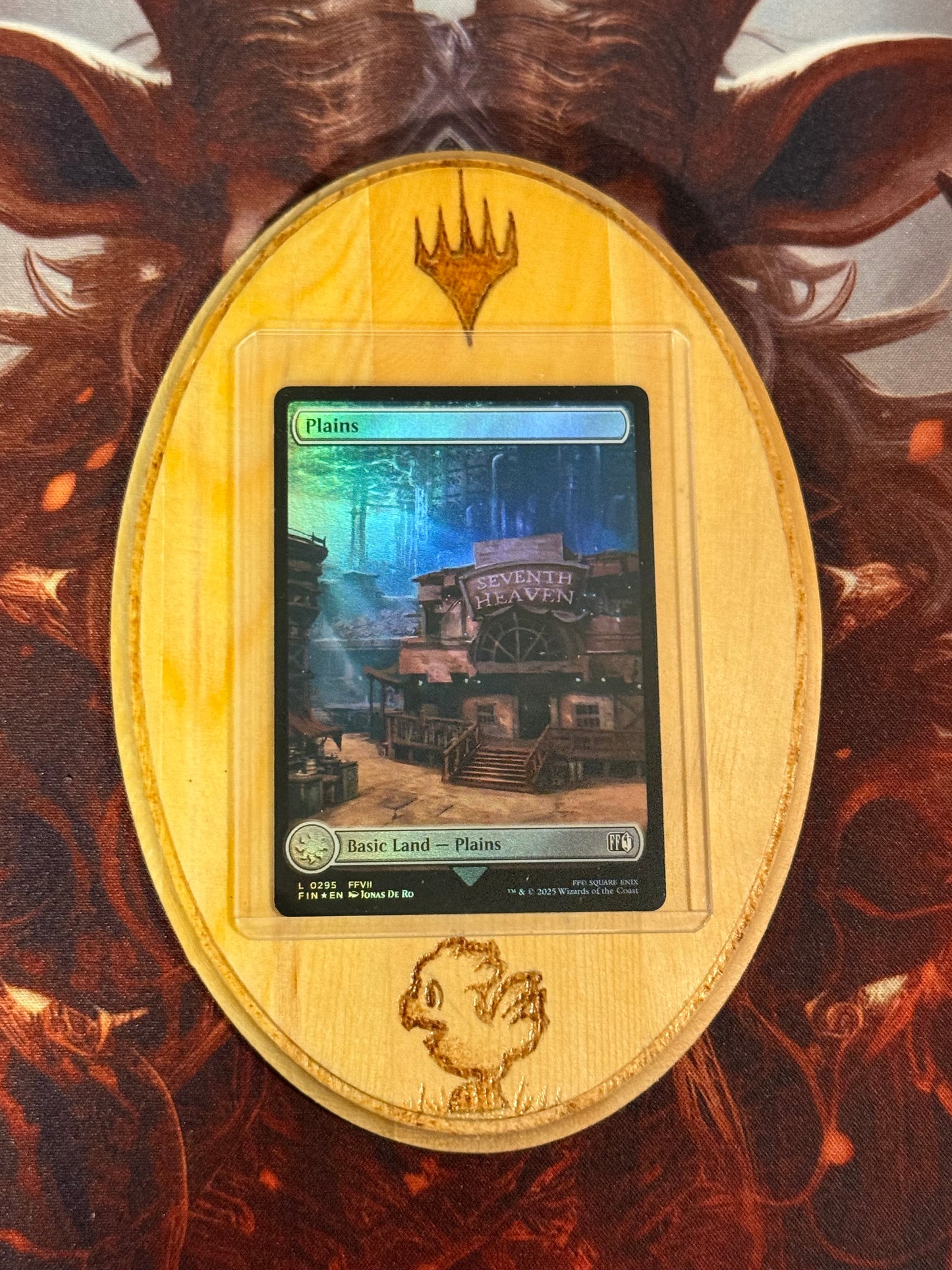 Magic the Gathering Final Fantasy Themed Woodburned Trading Card Displays