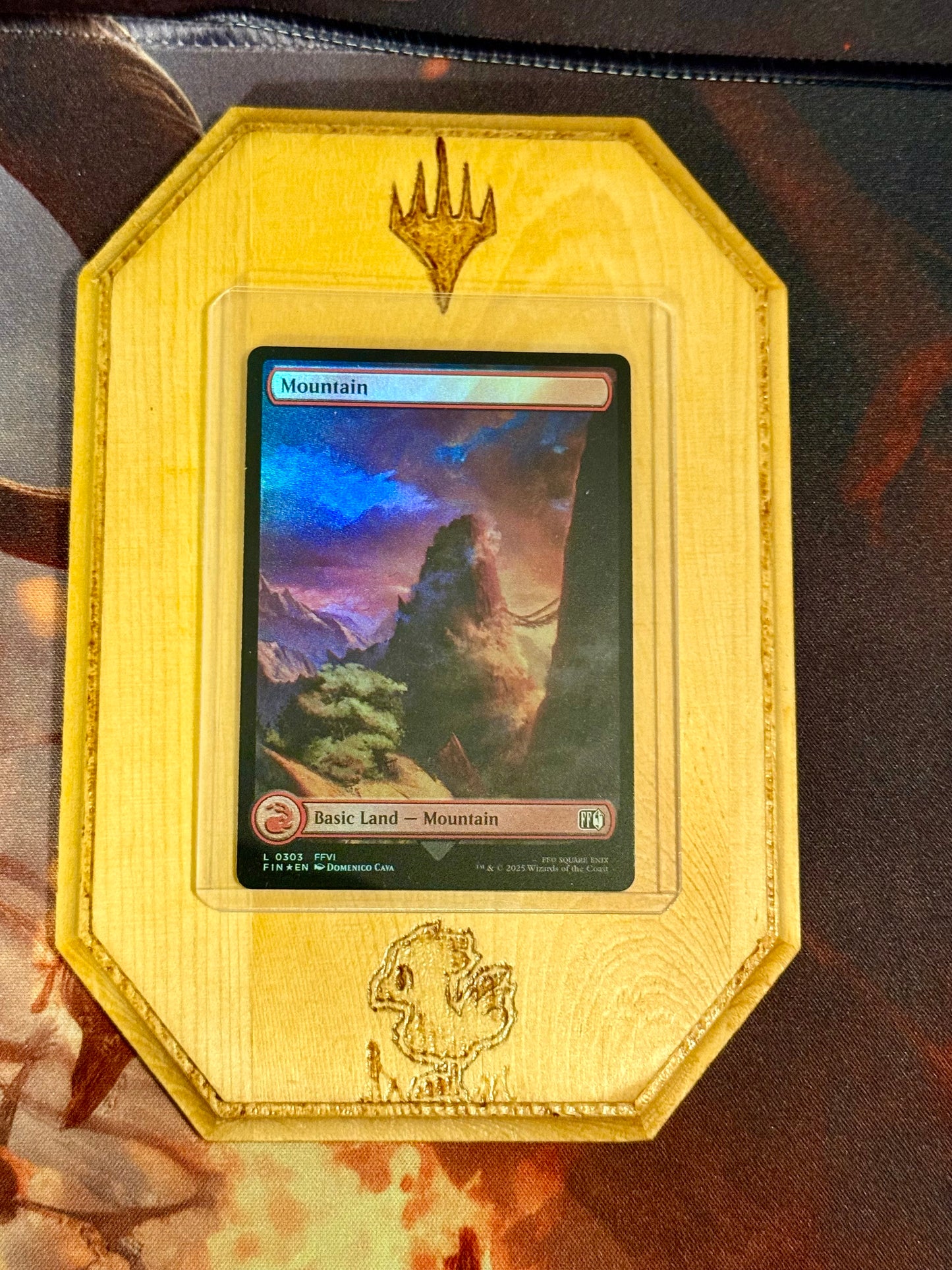 Magic the Gathering Final Fantasy Themed Woodburned Trading Card Displays