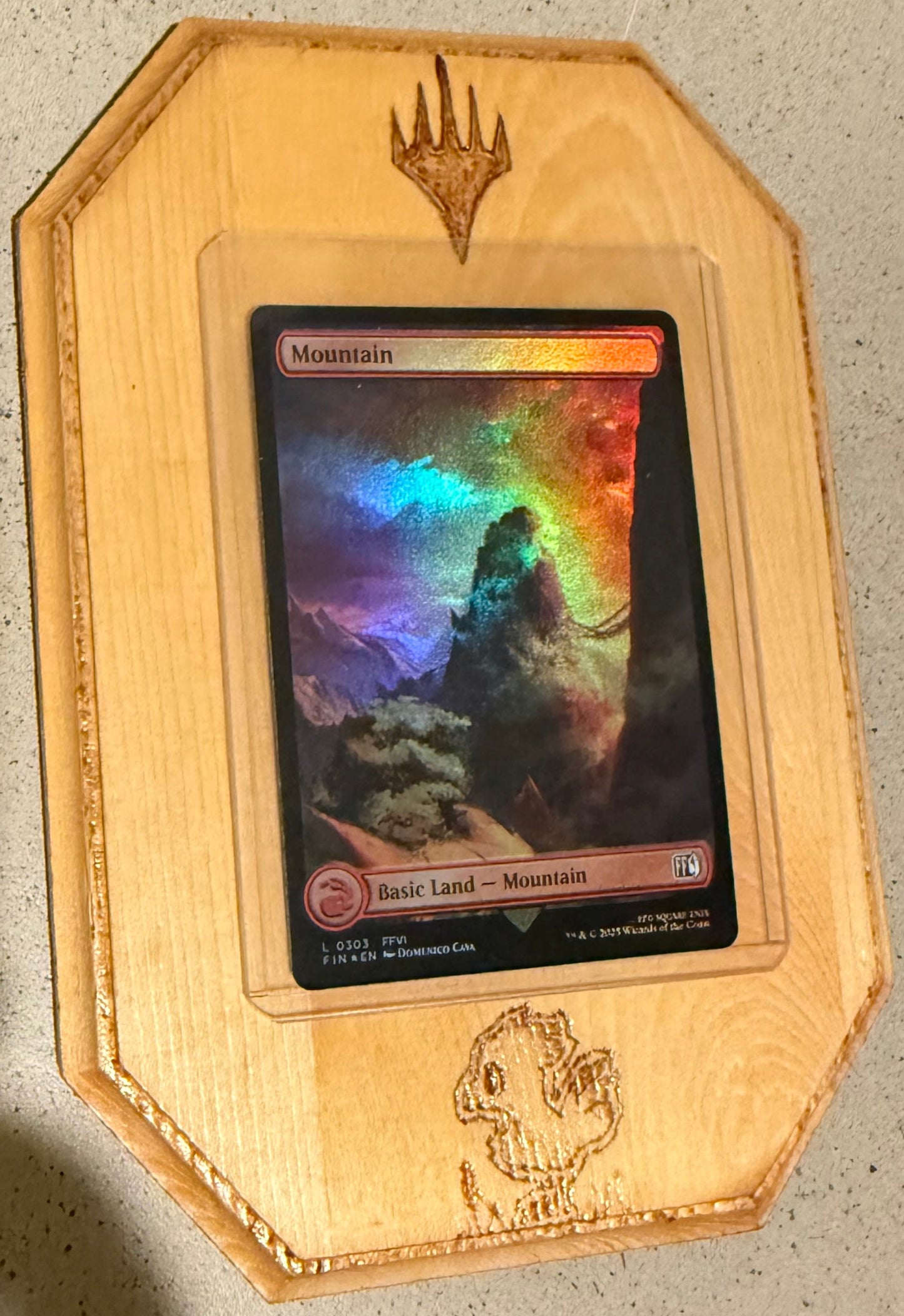 Magic the Gathering Final Fantasy Themed Woodburned Trading Card Displays
