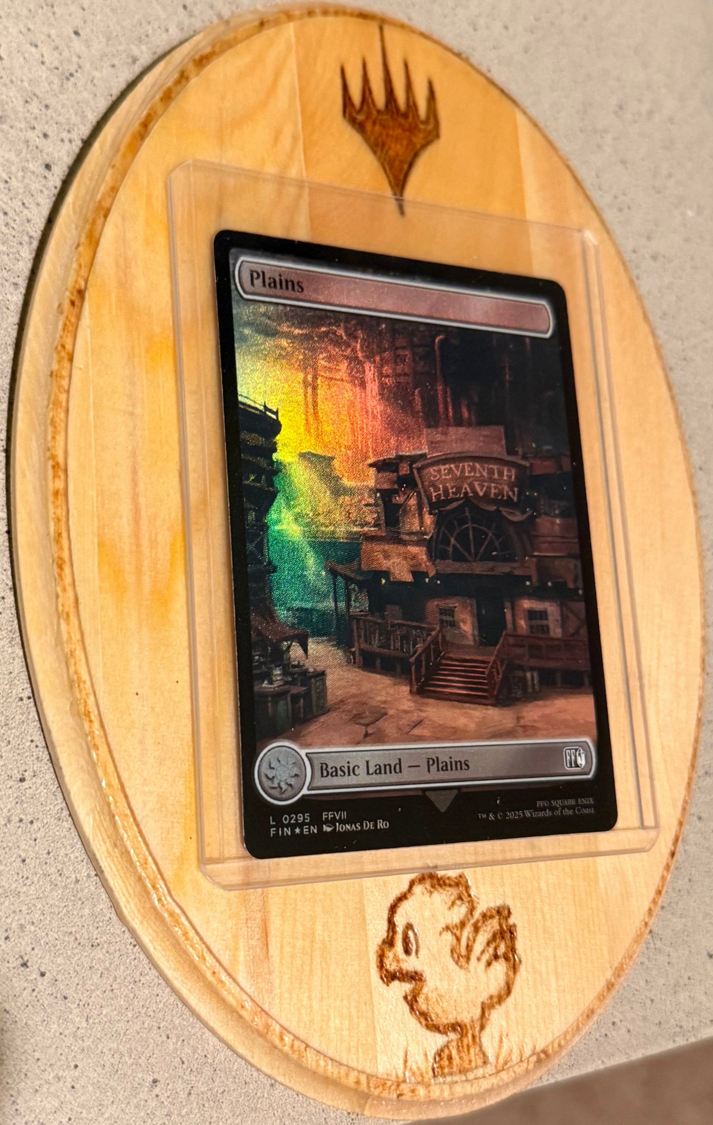 Magic the Gathering Final Fantasy Themed Woodburned Trading Card Displays