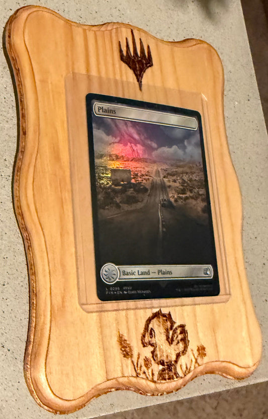 Magic the Gathering Final Fantasy Themed Woodburned Trading Card Displays