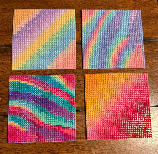 Bright and Summery Diamond Painted Drink Coasters