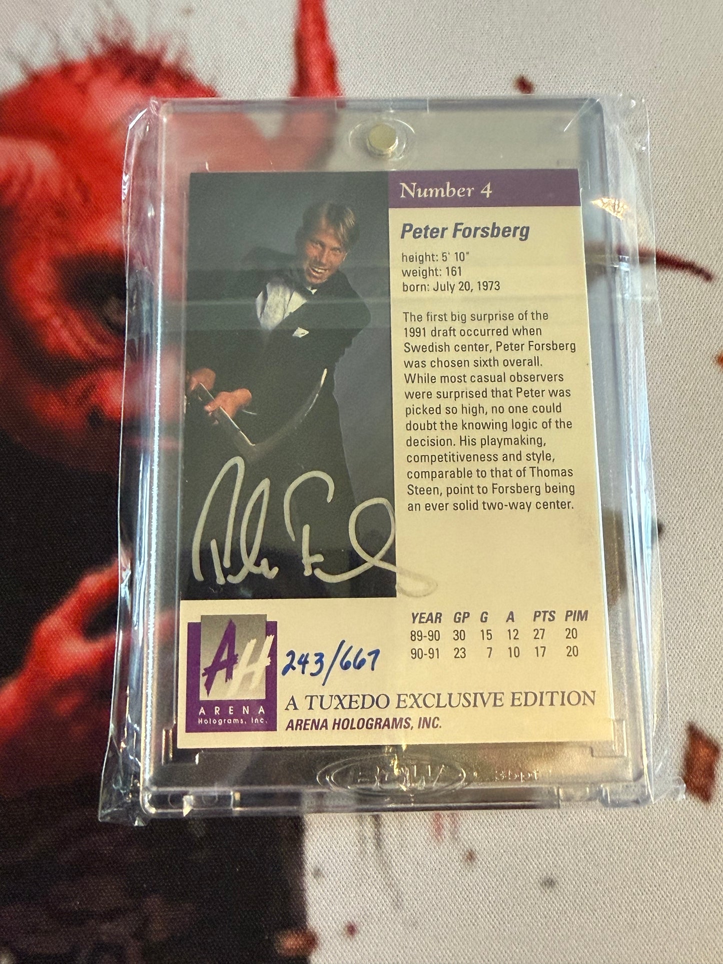 NHL - 1991 Arena Tuxedo Exclusive - Peter Forsberg Premier Edition Auto /667 - Mint