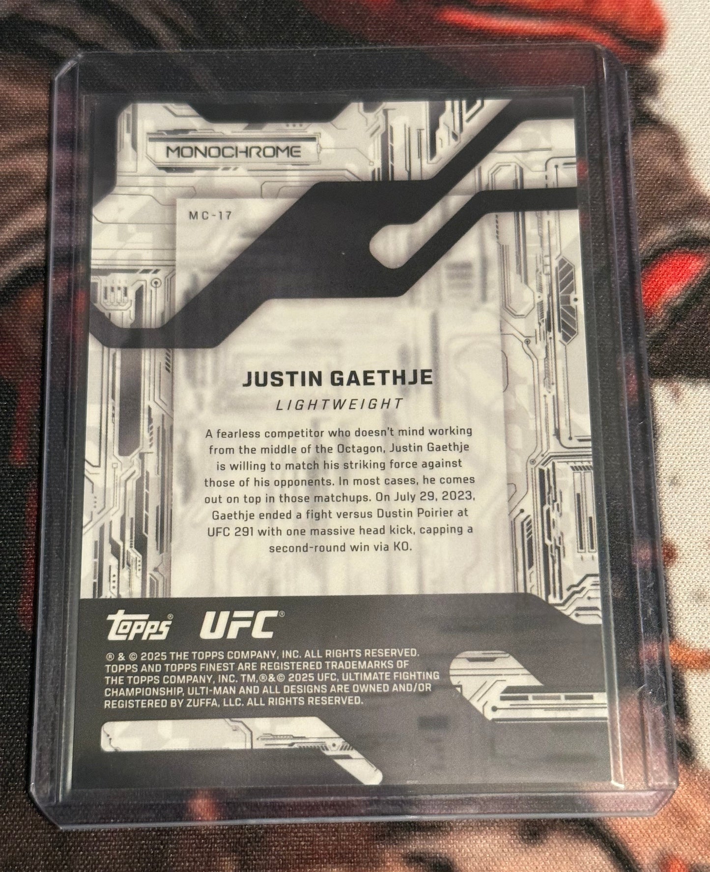 UFC - 2025 Topps Finest - Justin Gaethje Monochrome CASE HIT - #MC-17 - Mint