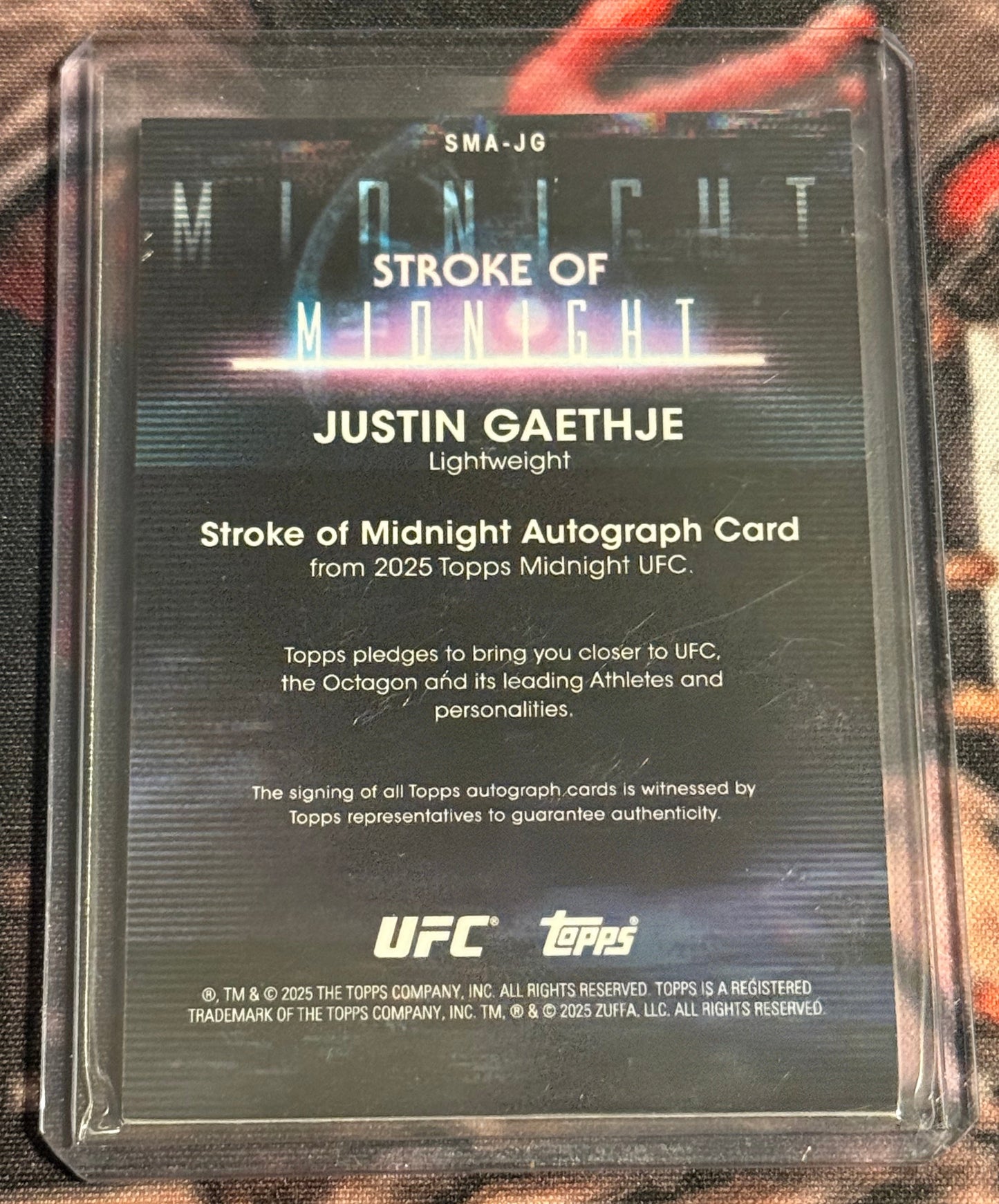 UFC - 2025 Topps Midnight - Justin Gaethje Stroke of Midnight Auto - #SMA-JG - NM
