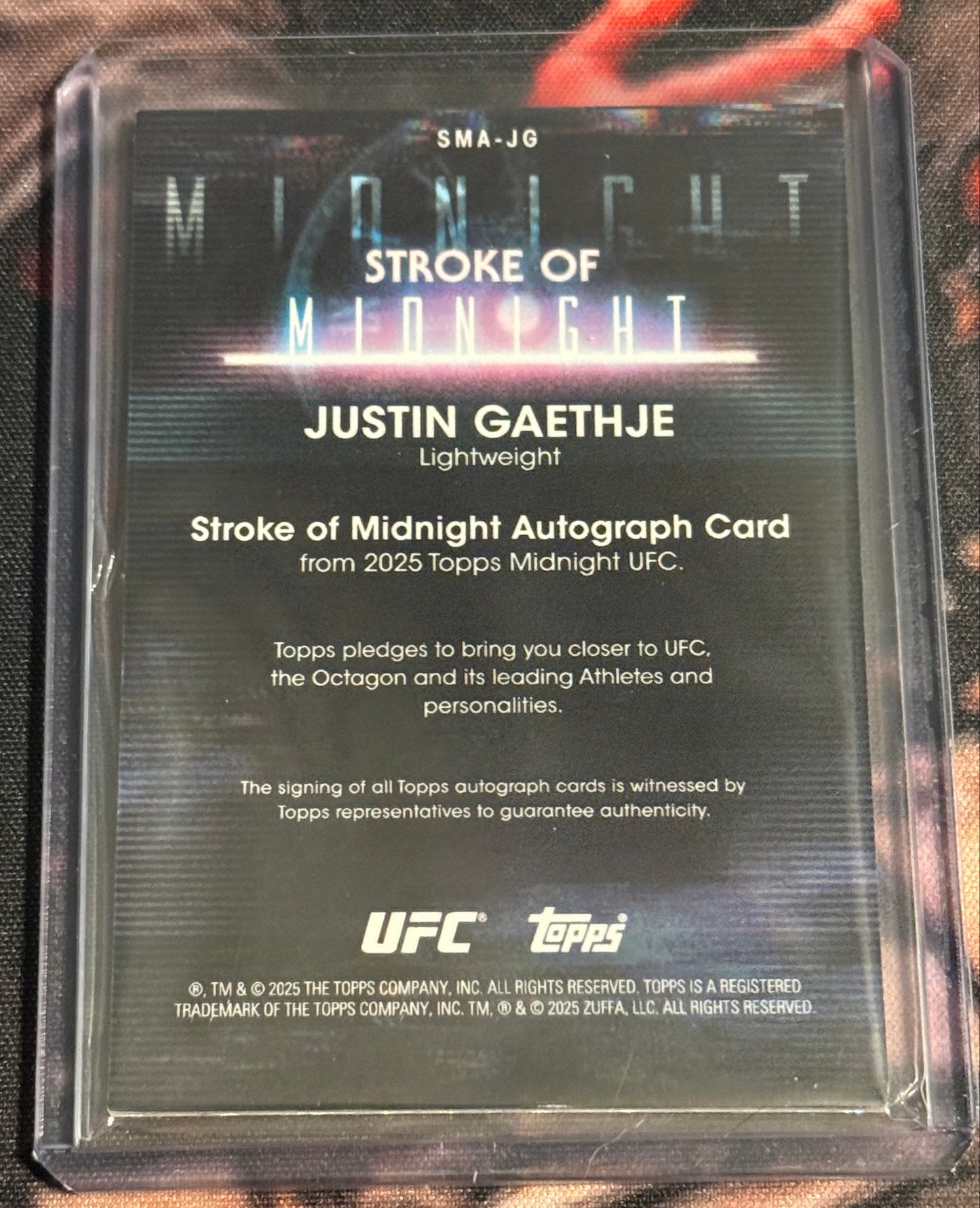 UFC - 2025 Topps Midnight - Justin Gaethje Stroke of Midnight Auto /75 - #SMA-JG - NM
