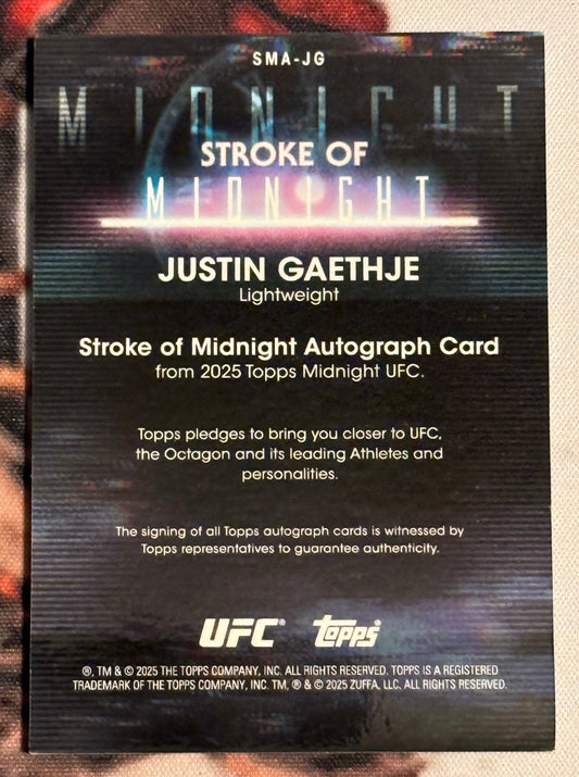 UFC - 2025 Topps Midnight - Justin Gaethje Stroke of Midnight Auto /25 - #SMA-JG - NM/M