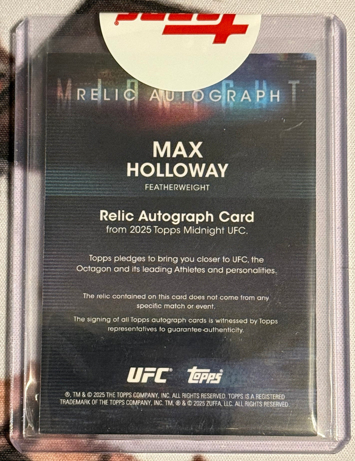 UFC - 2025 Topps Midnight - Max Holloway - Relic Autograph /75 - #VRA-MH - SEALED