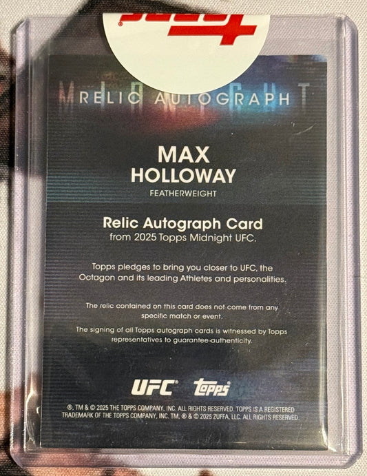 UFC - 2025 Topps Midnight - Max Holloway - Relic Autograph /75 - #VRA-MH - SEALED