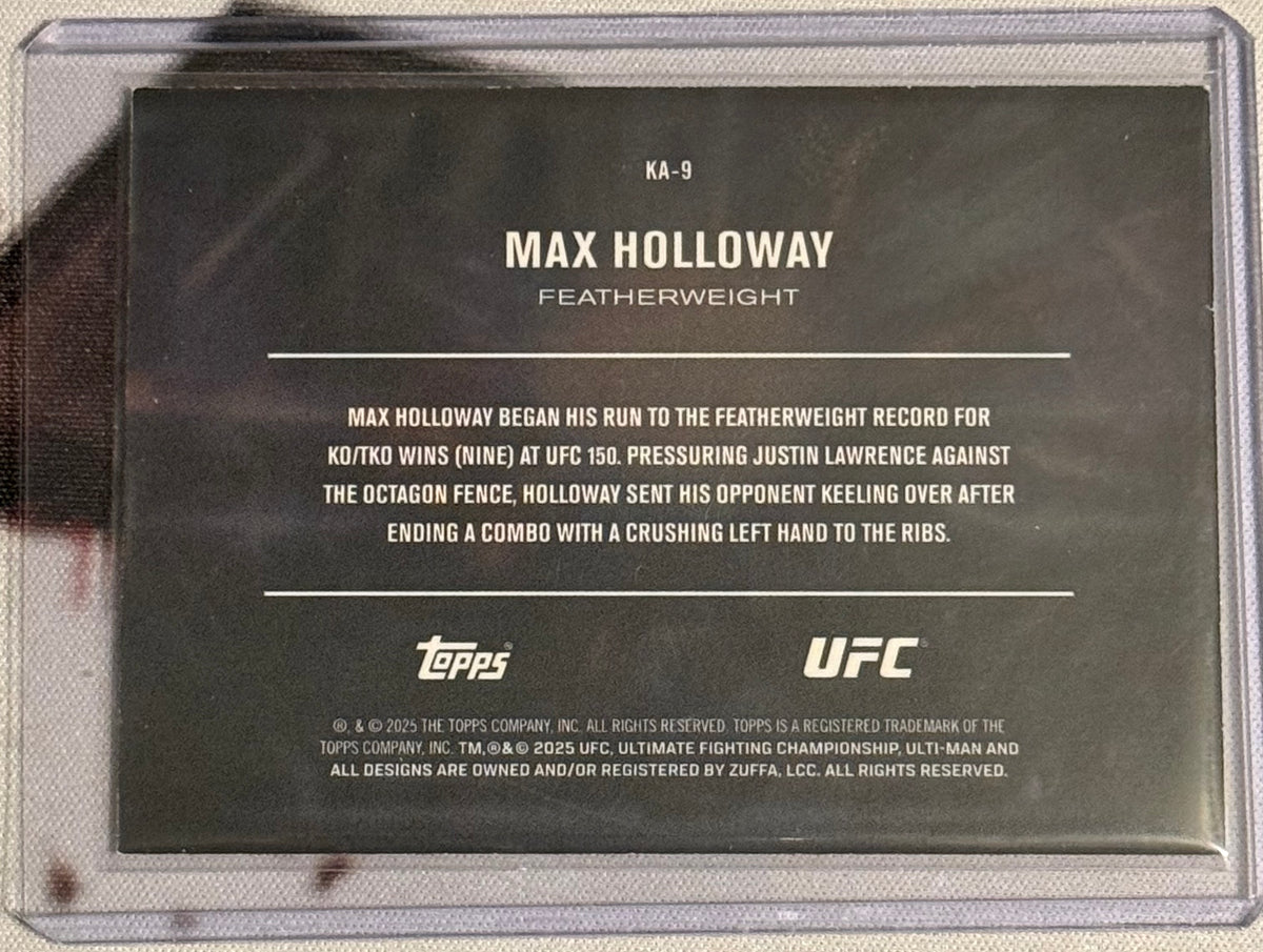 UFC - 2025 Topps Knockout - Max Holloway - Knockout Artist Black SERIALIZED - 7/10 - #KA-9 - Near Mint