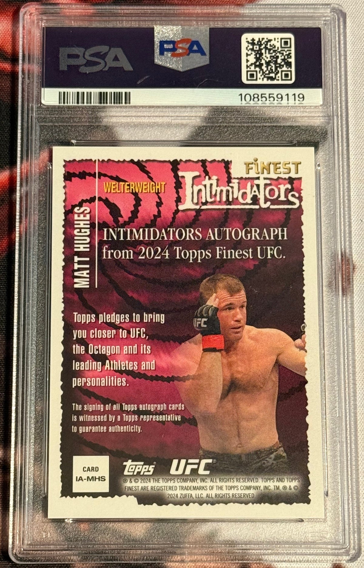 UFC - 2024 Topps Finest - Matt Hughes Intimidators Auto - BOOKEND 1/10 - #IA-MHS - GEM MINT PSA 10