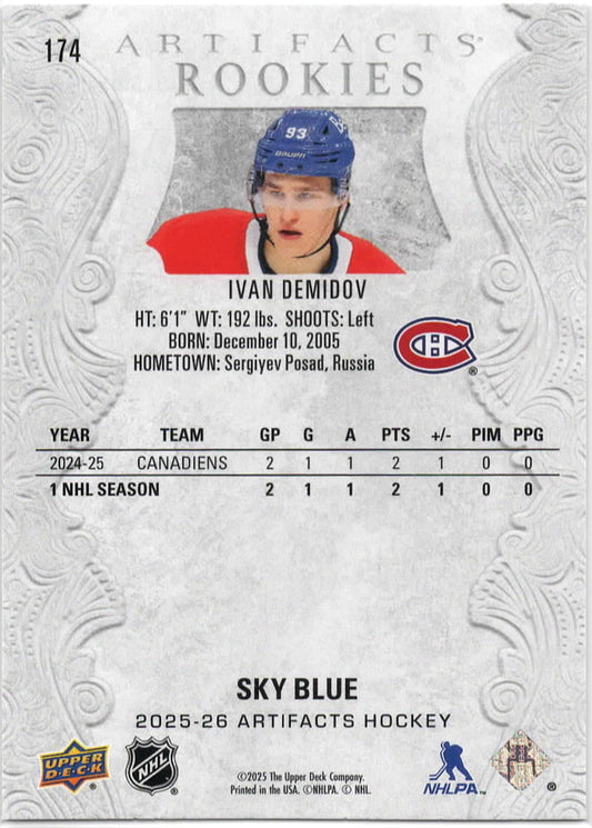 NHL - 2025/2026 Upper Deck Artifacts - Ivan Demidov ROOKIES SKY BLUE - #174 - Mint