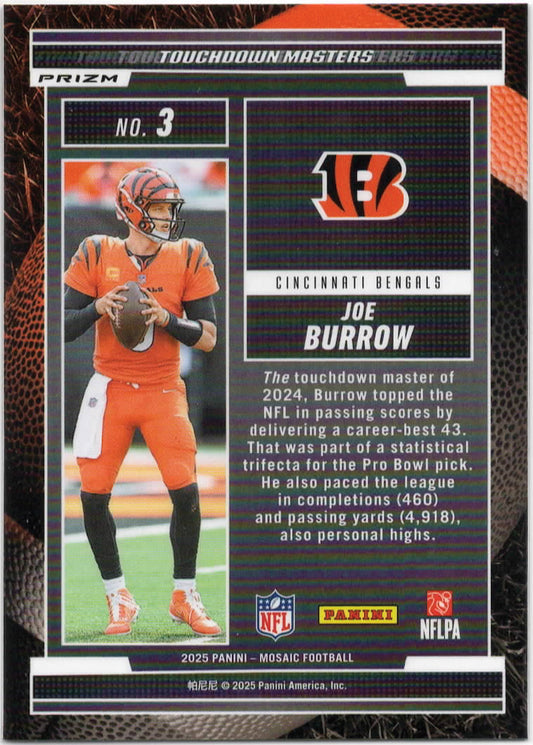 NFL - 2025 Panini Mosaic - Joe Burrow Green Touchdown Masters - #3 - Mint