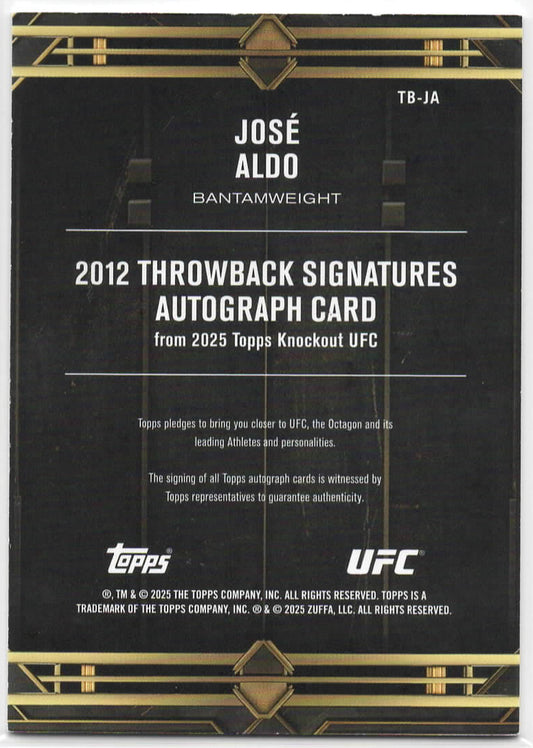 UFC - 2025 Topps Knockout - Jose Aldo - Throwback Signatures - ON CARD AUTOGRAPH, NUMBERED - 12/99 - #TB-JA - NM