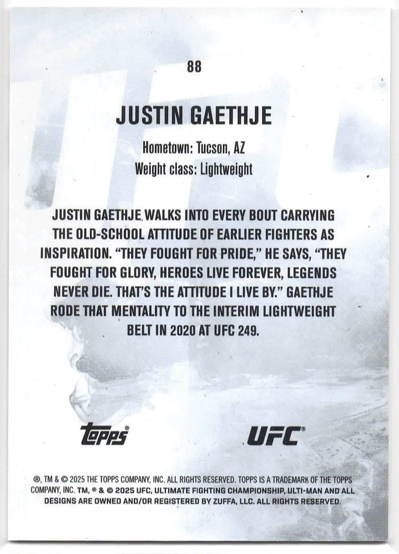 UFC - 2025 Topps Knockout - Justin Gaethje SEPIA Base - #88 - Mint