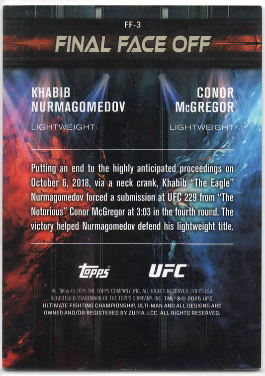 UFC - 2025 Topps Knockout - Final Face Off: Khabib Nurmagomedov vs Conor McGregor /10 - #FF-3 - NM