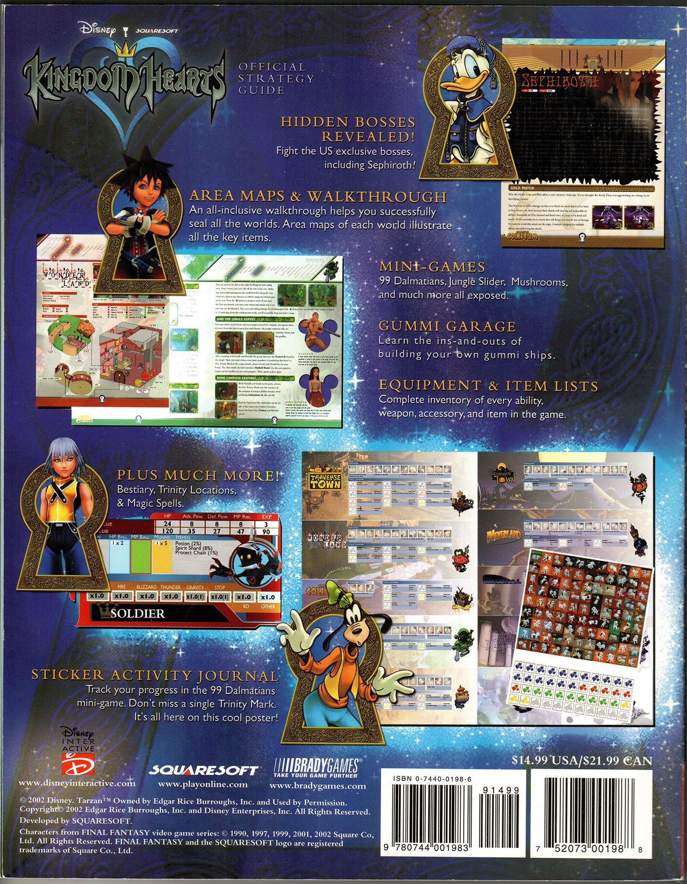 Brady Games - Kingdom Hearts Official Strategy Guide with Poster and Stickers - 2002 - Very Good Condition