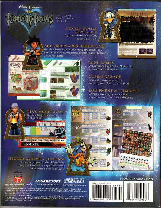 Brady Games - Kingdom Hearts Official Strategy Guide with Poster and Stickers - 2002 - Very Good Condition