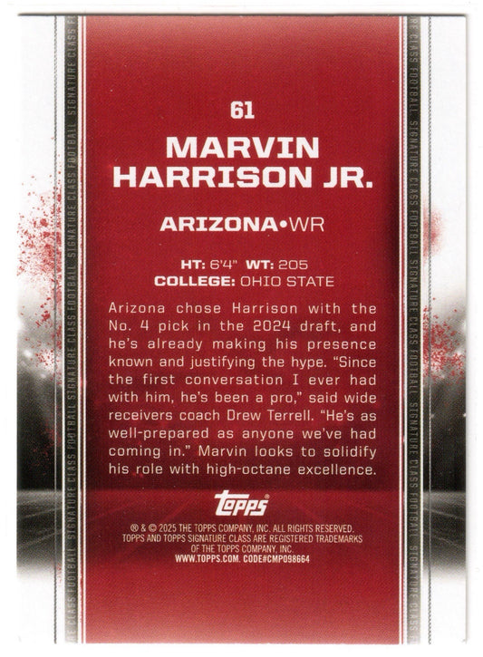 NFL - 2024 Topps Signature Class - Marvin Harrison Jr (61) - Yellow/Red - Mint