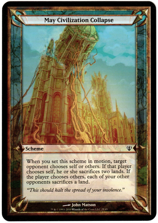 Magic the Gathering - May Civilization Collapse (Oversized)  - Archenemy - LP+/NM-