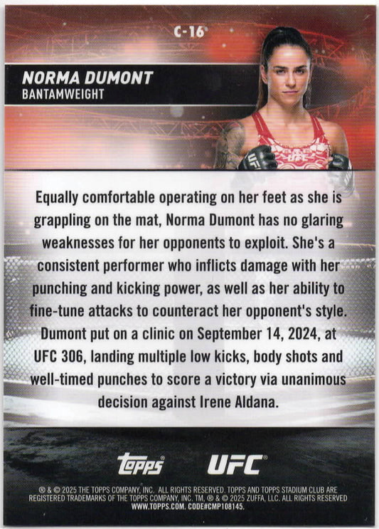 UFC - 2025 Stadium Club - Norma Dumont - Purple Chrome - 58/75 - #C-16 - Mint