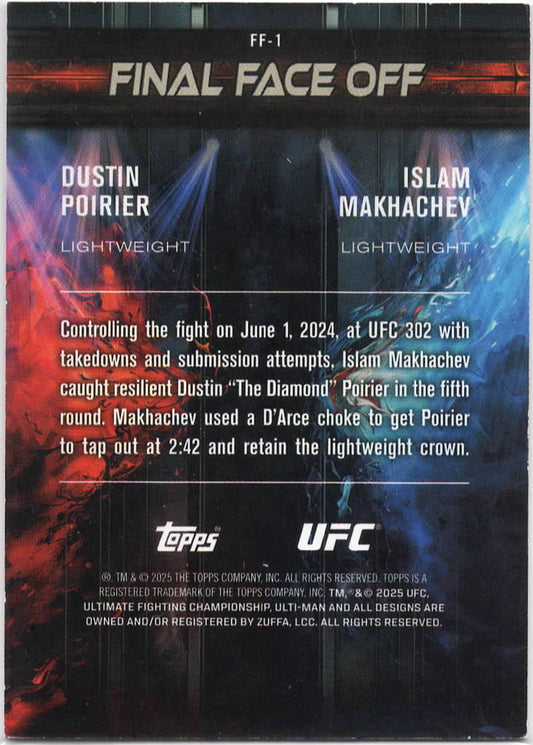 UFC - 2025 Topps Knockout - Final Face Off: Dustin Poirier and Islam Makhachev /25 - #FF-1 - NM