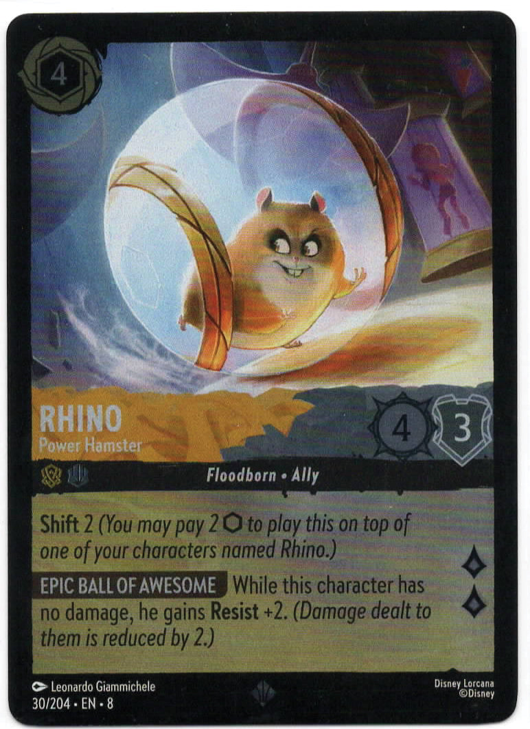 Lorcana - Rhino - Power Hamster COLDFOIL - 30/204 - SUPER RARE - Reign of Jafar - Mint/Near Mint