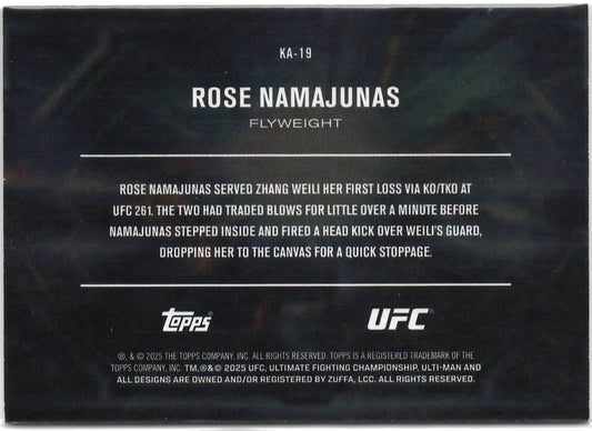 UFC - 2025 Topps Knockout - Rose Namajunas - Knockout Artist Blue SERIALIZED - 31/50 - #KA-21 - Near Mint/Mint