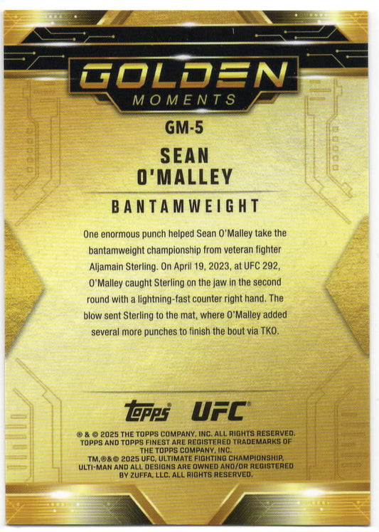 UFC - 2025 Topps Finest - Sean O'Malley GOLDEN MOMENTS SERIALIZED - 48/50 - GM-5 - Mint