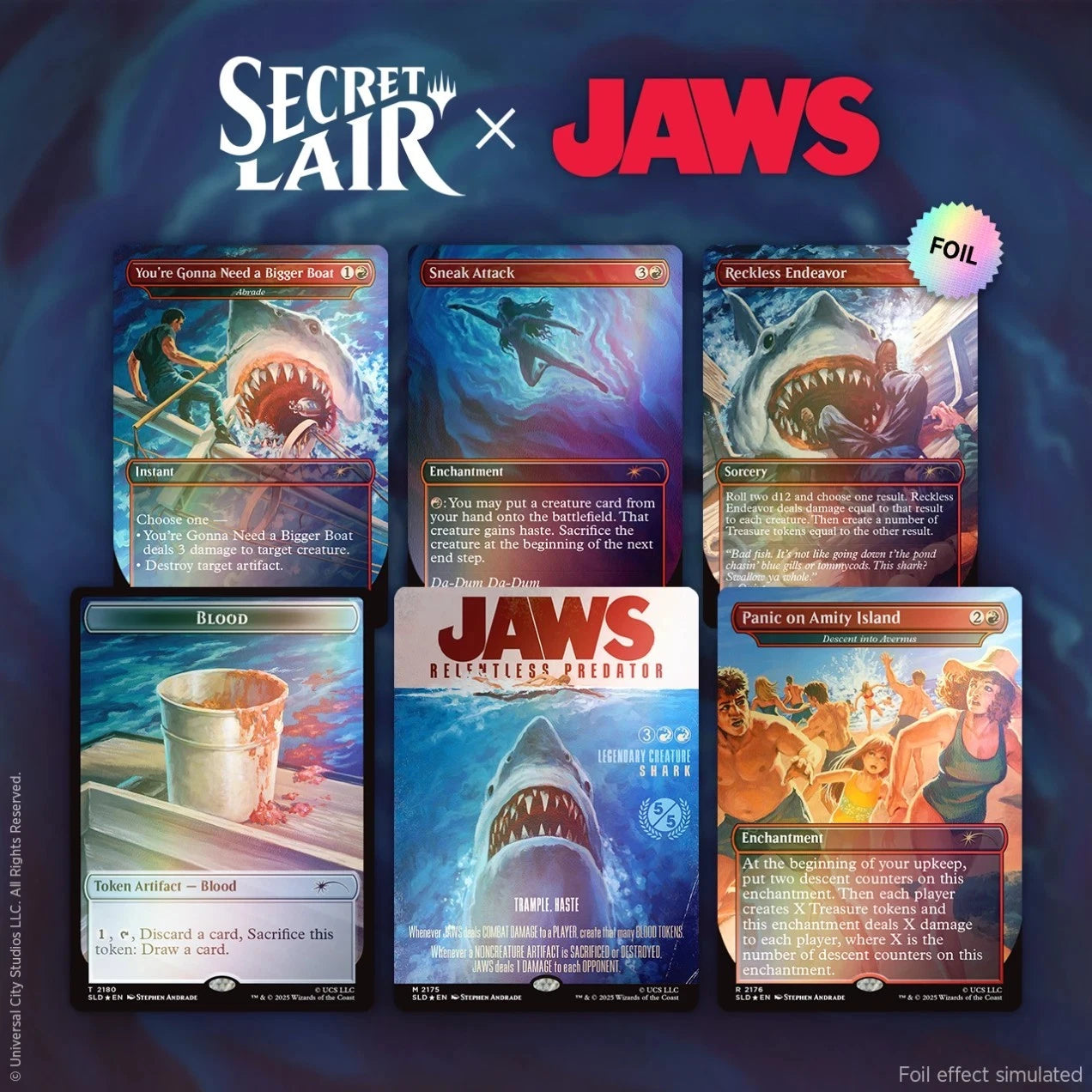 Secret Lair x Jaws: Terror of Amity Island RAINBOW FOIL - Unsealed, Complete Set