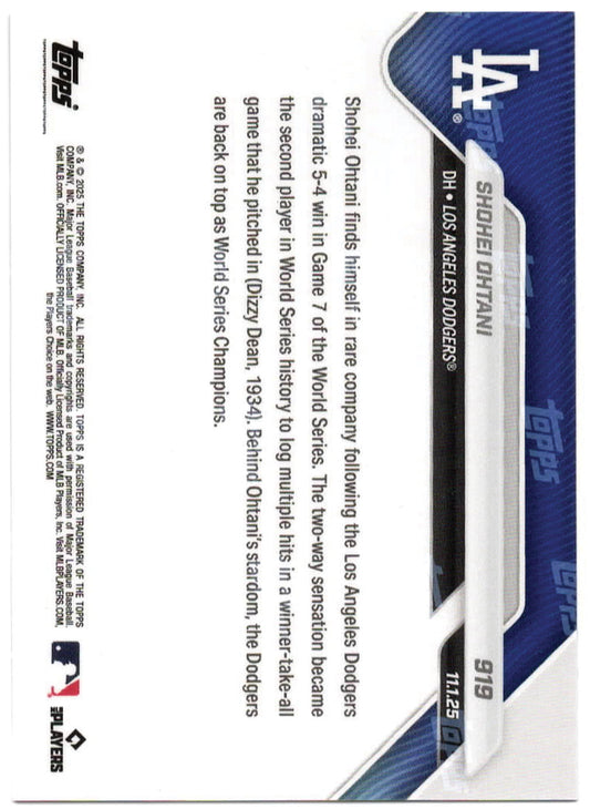 MLB - 2025 Topps NOW - Shohei Ohtani - 11/01/2025 - 919 - Mint