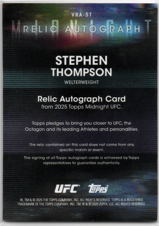 UFC - 2025 Topps Midnight - Stephen Wonderboy Thompson - SERIALIZED RELIC AUTOGRAPH (49/75) - #VRA-ST - NM/M