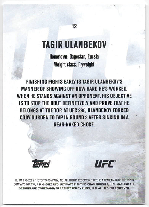 UFC - 2025 Topps Knockout - Tagir Ulanbekov - Base Orange SERIALIZED - 170/299 - #12 - NM